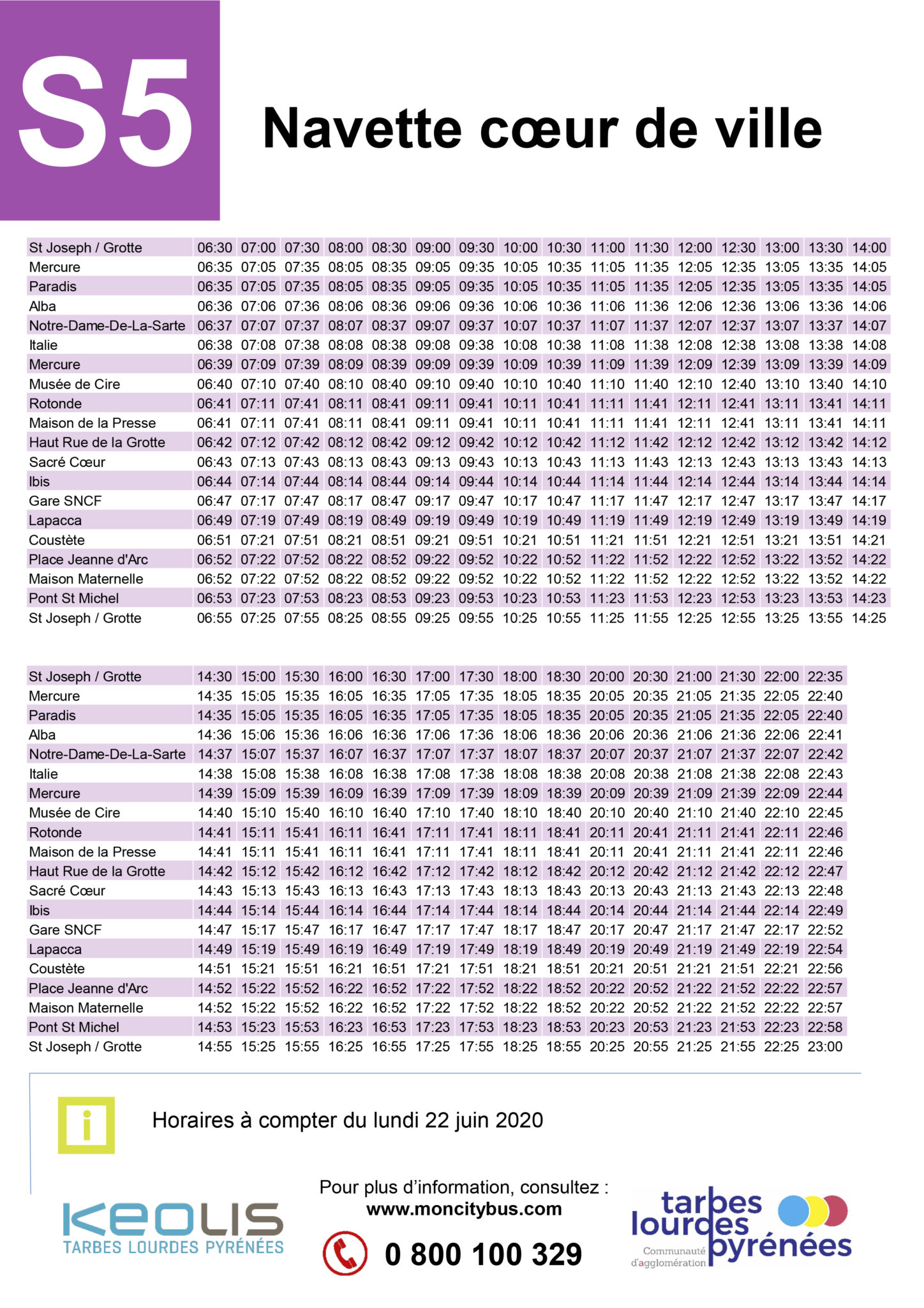 Horaires ligne S4 et S5 à compter du 22 juin – TLP MOBILITÉS